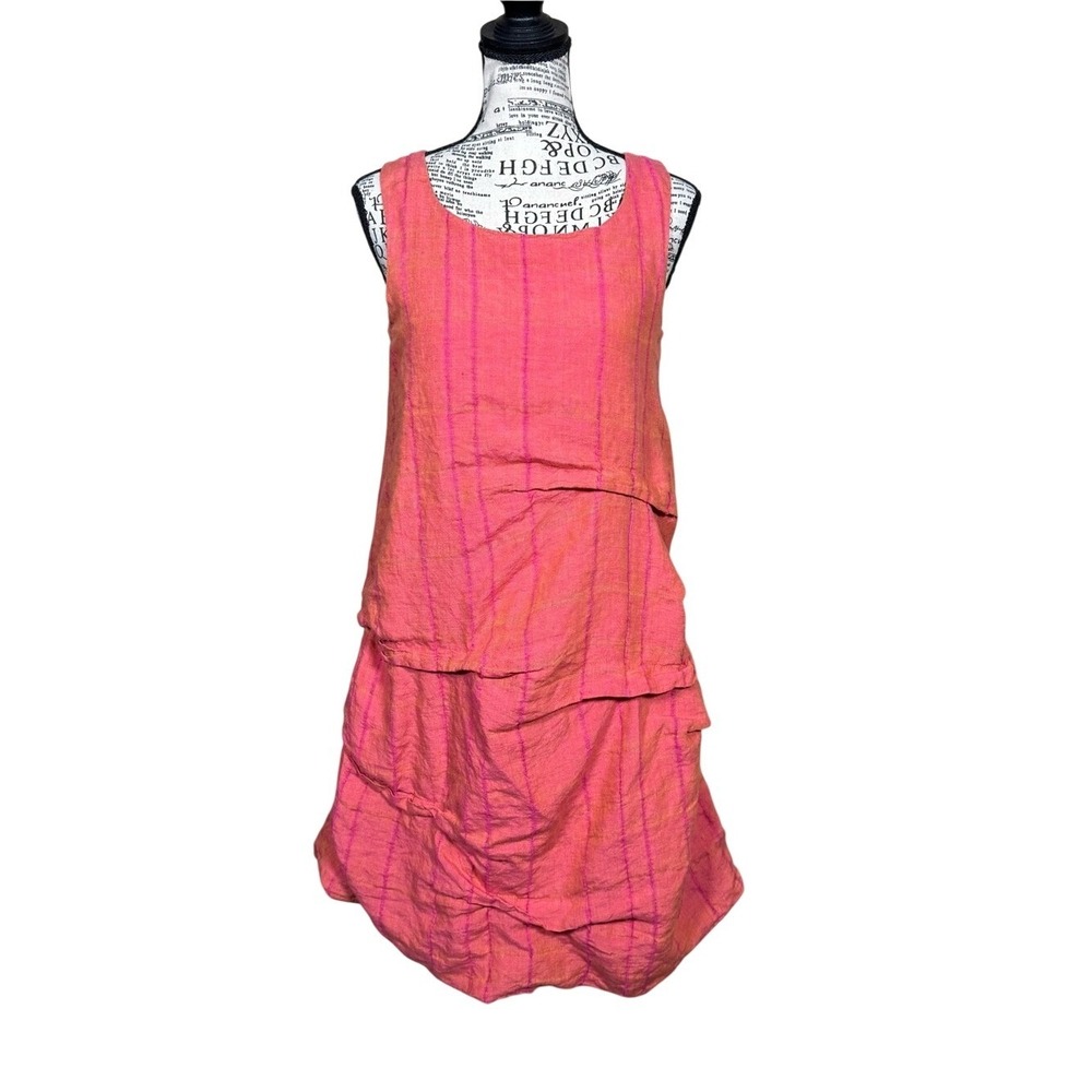 Chalet Coral-Pink‎ Textured Sleeveless Dress